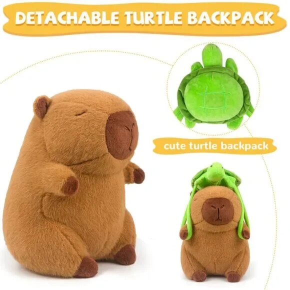 New! Capybara Carrying a Cute Little Turtle Backpack!  Plush and Adorable.  NWT - Picture 7 of 7